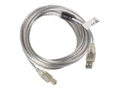 Lanberg - Kabel USB - USB (M) do USB Typ B (M) - USB 2.0 - 5 m - przezroczysty