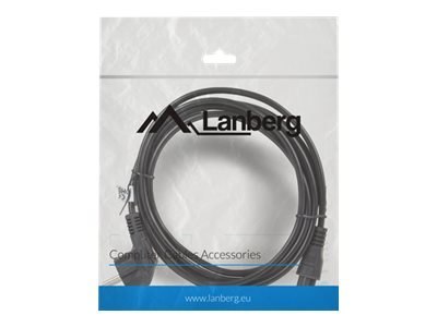Lanberg - Kabel zasilający - power CEE 7/7 (M) kątowe do IEC 60320 C5 - 3 m - czarny