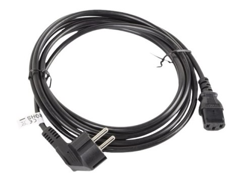 Lanberg - Kabel zasilający - power CEE 7/7 (M) kątowe do power IEC 60320 C13 - 10 A - 3 m - czarny