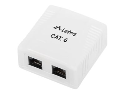 Lanberg OU6-0002-W - Gniazdko informatyczne - CAT 6 - RJ-45 X 2 - biały
