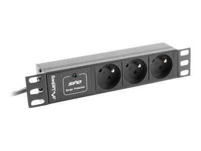 Lanberg PDU-03E-0200-BK - Jednostka dystrybucji zasilania (montowany w stojaku) - AC 230 V - 4000 wat - wejście: CEE 7/4 / CEE 7