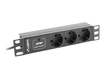 Lanberg PDU-03F-0200-BK - Jednostka dystrybucji zasilania (montowany w stojaku) - AC 230 V - 4000 wat - wejście: CEE 7/4 / CEE 7