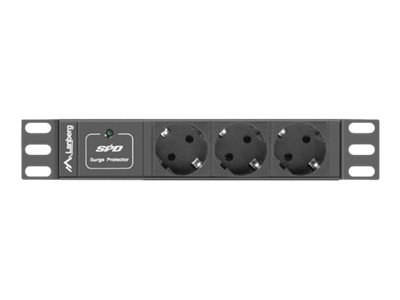 Lanberg PDU-03F-0200-IEC-BK - Jednostka dystrybucji zasilania (montowany w stojaku) - AC 230 V - 2500 wat - wejście: IEC 60320 C