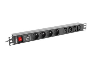 Lanberg PDU-04E04I-0200-BK - Jednostka dystrybucji zasilania (montowany w stojaku) - AC 230 V - 4000 wat - wejście: CEE 7/4 / CE