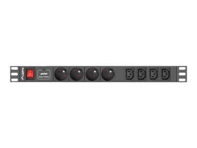 Lanberg PDU-04E04I-0200-BK - Jednostka dystrybucji zasilania (montowany w stojaku) - AC 230 V - 4000 wat - wejście: CEE 7/4 / CE
