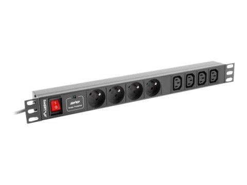 Lanberg PDU-04E04I-0200-IEC-BK - Jednostka dystrybucji zasilania (montowany w stojaku) - AC 220-250 V - 2500 wat - 1 faza - wejś