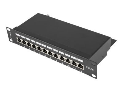 Lanberg PPF5-9012-B - Krosownica - do montażu na stelażu - CAT 5e - STP - RJ-45 X 12 - RAL 9004, czarny - 1U - 10"