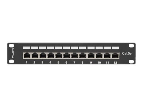 Lanberg PPF5-9012-B - Krosownica - do montażu na stelażu - CAT 5e - STP - RJ-45 X 12 - RAL 9004, czarny - 1U - 10"