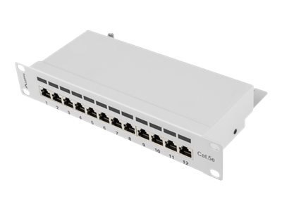 Lanberg PPF5-9012-S - Krosownica - do montażu na stelażu - CAT 5e - STP - RJ-45 X 12 - szary, RAL 7035 - 1U - 10"