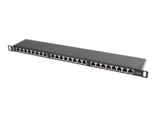 Lanberg PPS5-0024-B - Krosownica - CAT 5e - STP - RJ-45 X 24 - RAL 9004, czarny - 0.5U - 19"