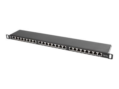 Lanberg PPS5-0024-B - Krosownica - CAT 5e - STP - RJ-45 X 24 - RAL 9004, czarny - 0.5U - 19"