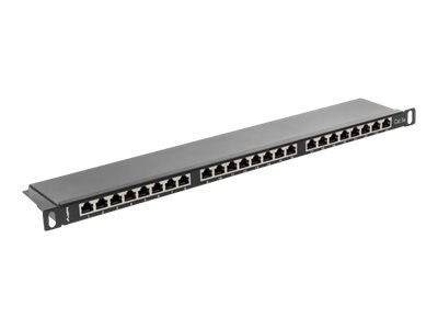 Lanberg PPS5-0024-B - Krosownica - CAT 5e - STP - RJ-45 X 24 - RAL 9004, czarny - 0.5U - 19"