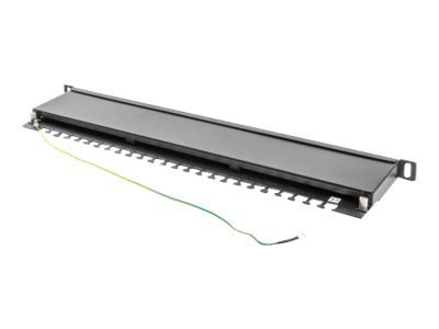 Lanberg PPS5-0024-B - Krosownica - CAT 5e - STP - RJ-45 X 24 - RAL 9004, czarny - 0.5U - 19"