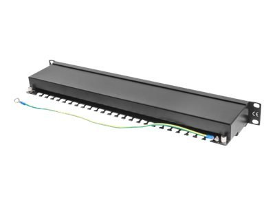 Lanberg PPS5-1024-B - Krosownica - CAT 5e - STP - RJ-45 X 24 - RAL 9004, czarny - 1U - 19"