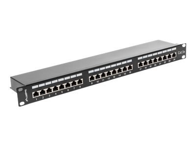 Lanberg PPS5-1024-B - Krosownica - CAT 5e - STP - RJ-45 X 24 - RAL 9004, czarny - 1U - 19"