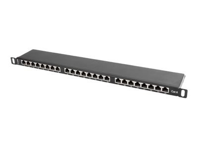 Lanberg PPS6-0024-B - Krosownica - CAT 6 - STP - RJ-45 X 24 - czarny, RAL 9004 - 0.5U - 19"