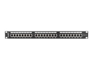 Lanberg PPS6-1024-B - Krosownica - CAT 6 - STP - RJ-45 X 24 - RAL 9004, czarny - 1U - 19"