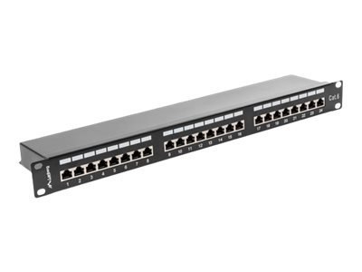 Lanberg PPS6-1024-B - Krosownica - CAT 6 - STP - RJ-45 X 24 - RAL 9004, czarny - 1U - 19"