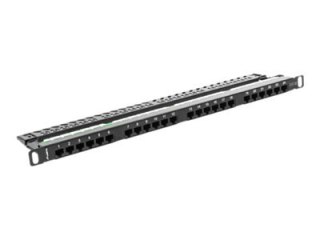 Lanberg PPU5-0024-B - Krosownica - do montażu na stelażu - CAT 5e - UTP - RJ-45 X 24 - RAL 9004, czarny - 0.5U - 19"