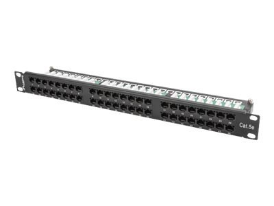 Lanberg PPU5-1048-B - Krosownica - CAT 5e - UTP - RJ-45 X 48 - RAL 9004, czarny - 1U - 19"
