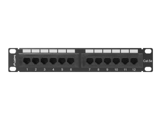 Lanberg PPU5-9012-B - Krosownica - do montażu na stelażu - CAT 5e - UTP - RJ-45 X 12 - RAL 9004, czarny - 1U - 10"
