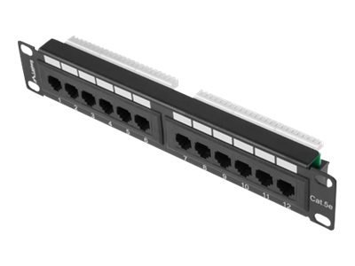 Lanberg PPU5-9012-B - Krosownica - do montażu na stelażu - CAT 5e - UTP - RJ-45 X 12 - RAL 9004, czarny - 1U - 10"