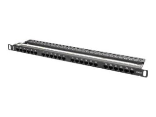 Lanberg PPU6-0024-B - Krosownica - CAT 6 - UTP - RJ-45 X 24 - RAL 9004, czarny - 0.5U - 19"