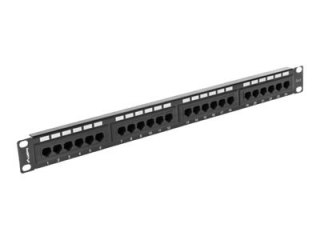 Lanberg PPU6-1024-B - Krosownica - do montażu na stelażu - CAT 6 - UTP - RJ-45 X 24 - RAL 9004, czarny - 1U - 19"