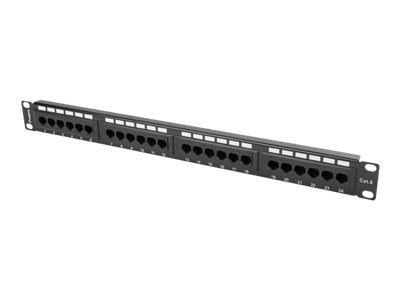 Lanberg PPU6-1024-B - Krosownica - do montażu na stelażu - CAT 6 - UTP - RJ-45 X 24 - RAL 9004, czarny - 1U - 19"