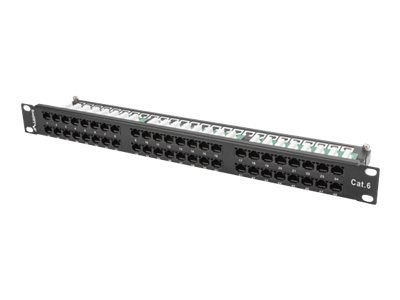 Lanberg PPU6-1048-B - Krosownica - CAT 6 - UTP - RJ-45 X 48 - RAL 9004, czarny - 1U - 19"