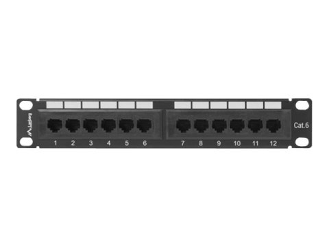Lanberg PPU6-9012-B - Krosownica - do montażu na stelażu - CAT 6 - UTP - RJ-45 X 12 - RAL 9004, czarny - 1U - 10"
