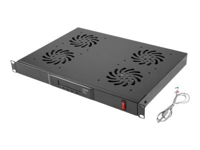 Lanberg - Panel wentylatora w szafie typu rack - z 4 wentylatory chłodzące - 230 V - czarny, RAL 9004 - 1U - 19"