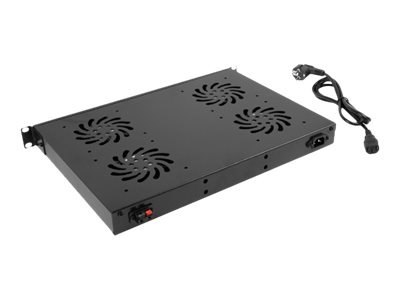 Lanberg - Panel wentylatora w szafie typu rack - z 4 wentylatory chłodzące - 230 V - czarny, RAL 9004 - 1U - 19"