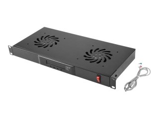 Lanberg - Panel wentylatora w szafie typu rack - z termostat, 2 wentylatory chłodzące - 230 V - RAL 9004, czarny - 1U - 19"