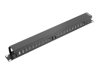Lanberg - Panel zarządzania kablami stojaka - RAL 9004, czarny - 1U - 19"
