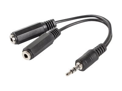 Lanberg - Rozdzielacz zestawów słuchawkowych - mini jack 4-biegunowy męski do mini-phone stereo 3.5 mm żeński - 10 cm - czarny