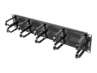 Lanberg Type B - Panel do porządkowania kabli w szafie typu rack ze szczotką - czarny, RAL 9004 - 2U - 19"