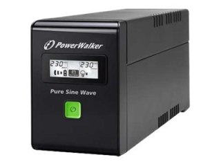 PowerWalker VI 600 SW - UPS - AC 220/230/240 V - 360 wat - 600 VA - 7 Ah - USB - złącza wyjściowe: 3 - czarny