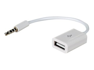 Akyga AK-AD-24 - Przejściówka z USB-A na złącze słuchawkowe jack - USB żeński do mini jack 4-biegunowy męski - 15 cm - biały