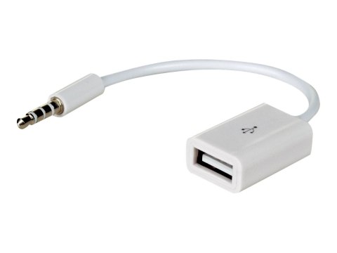 Akyga AK-AD-24 - Przejściówka z USB-A na złącze słuchawkowe jack - USB żeński do mini jack 4-biegunowy męski - 15 cm - biały