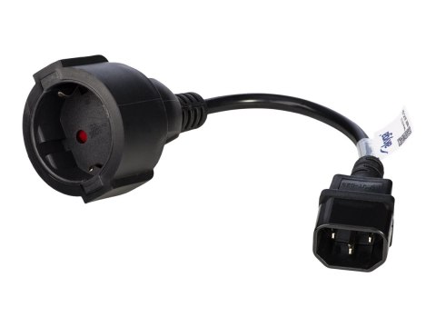 Akyga Pro Series - Kabel zasilający przedłużający - CEE 7/4 (F) do IEC 60320 C14 - 250 V - 10 A - 15 cm - czarny