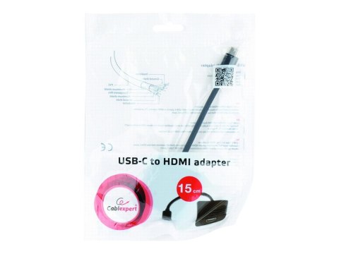 Cablexpert A-CM-HDMIF-01 - Adapter wideo - USB-C męski do HDMI żeński - 15 cm - podwójne ekranowanie - czarny - obsługa 4K