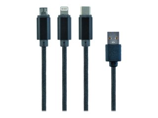 Cablexpert - Kabel Lightning - USB męski do Micro-USB Typ B, Lightning, USB-C męski - 1 m - czarny