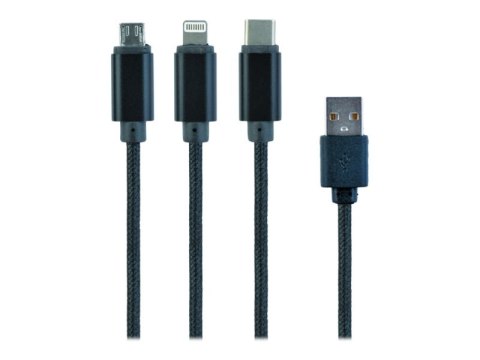 Cablexpert - Kabel Lightning - USB męski do Micro-USB Typ B, Lightning, USB-C męski - 1 m - czarny