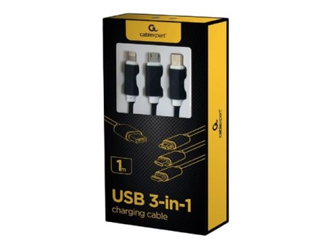 Cablexpert - Kabel Lightning - USB męski do Micro-USB Typ B, Lightning, USB-C męski - 1 m - czarny