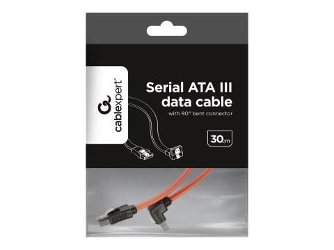 Cablexpert - Kabel SATA - Serial ATA 150/300/600 - SATA pod kątem do SATA z zatrzaskiem - 30 cm - płaski