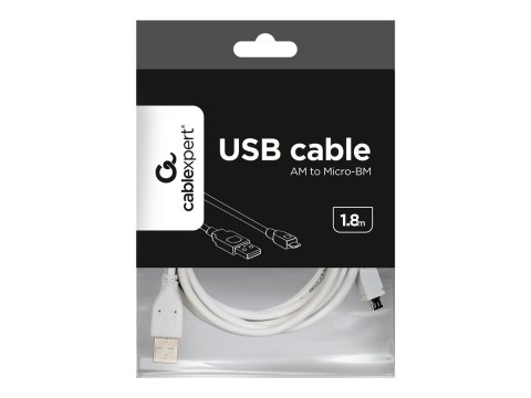 Cablexpert - Kabel USB - Micro-USB Typ B (M) do USB (M) - USB 2.0 - 1.8 m - odlewany - biały