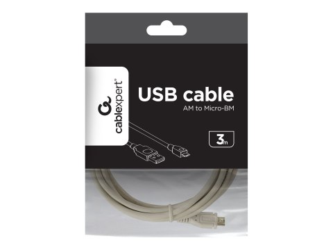 Cablexpert - Kabel USB - Micro-USB Typ B (M) do USB (M) - USB 2.0 - 3 m - biały
