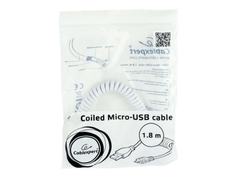 Cablexpert - Kabel USB - USB (M) do Micro-USB Typ B (M) - USB 2.0 - 1.8 m - skręcony, odlewany - biały