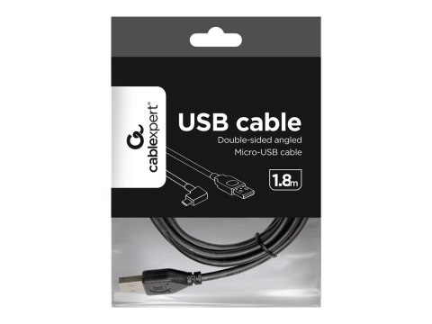 Cablexpert - Kabel USB - USB (M) do Micro-USB Typ B (M) kątowe, dwustronne - USB 2.0 - 1.8 m - odlewany - czarny